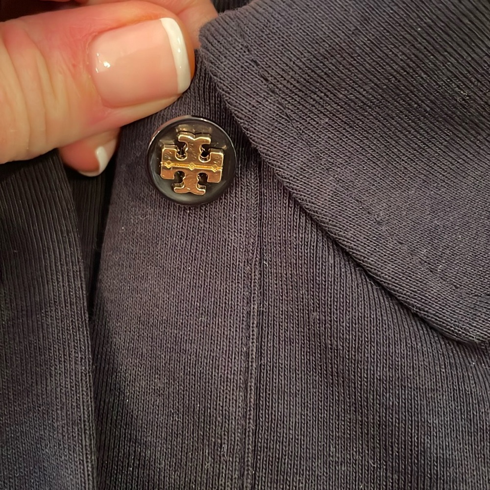 Tory Burch women’s Navy Blue Cotton Knit Polo Shirt Size XL.